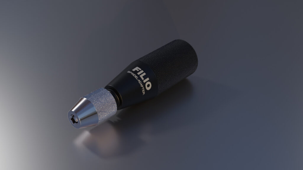 Diesen Spindeladapter Filio verwendet man um kleine und feine Polierwerkzeuge auf einem großen Poliermotor zu nutzen.